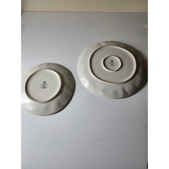 SPECTRUM DESIGNZ Yellow Floral Design Stoneware 1- Dinner Plate, 1-Salad Plate - Picture 6 of 7